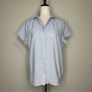 Sigrid Olsen Sleepwear 100% Cotton Eyelet Button Down Top